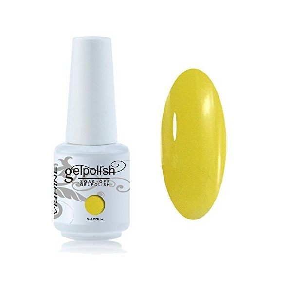 Vishine Vernis à ongles Semi-permanent GelPolish Soak-off UV LED Manucure Vernis Gels 8ml Jaune clair 198