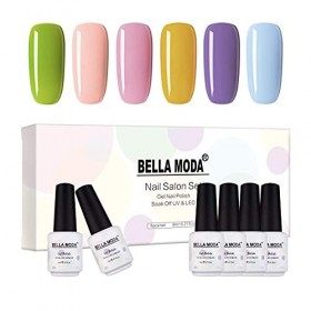BELLA MODA 003 Lot de 6 vernis à ongles gel UV LED 8 ml