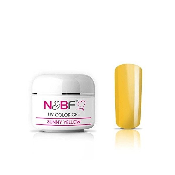 N&BF Gel de couleur UV 5 ml | Sunny Yellow jaune | Gel coloré couvrant moyen | Gel de couleur pour ongles en gel | Fabriqué