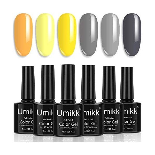 Umikk Gel Vernis À Ongles Ultimate Grey Illuminating Yellow Set Couleur de lannée 2021 7.5 ml Soak Off UV LED Cure pour Nail