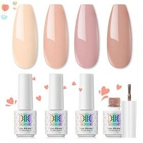 RSTYLE Vernis Semi Permanent Pastel, 4 Couleur Nude Vernis à Ongles Nudee Gel Ongle Gel Semi Permanent Ongle Vernis Gel UV Na