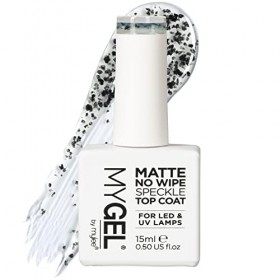 MYGEL by Mylee Vernis à Ongles Gel Matte No-Wipe Speckle Top Coat 15ml, UV/LED Nail Art Manucure Pédicure pour Usage Professi