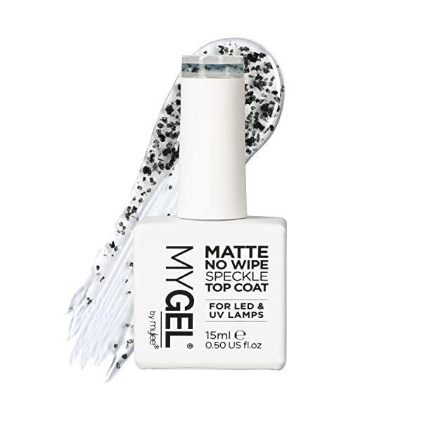 MYGEL by Mylee Vernis à Ongles Gel Matte No-Wipe Speckle Top Coat 15ml, UV/LED Nail Art Manucure Pédicure pour Usage Professi