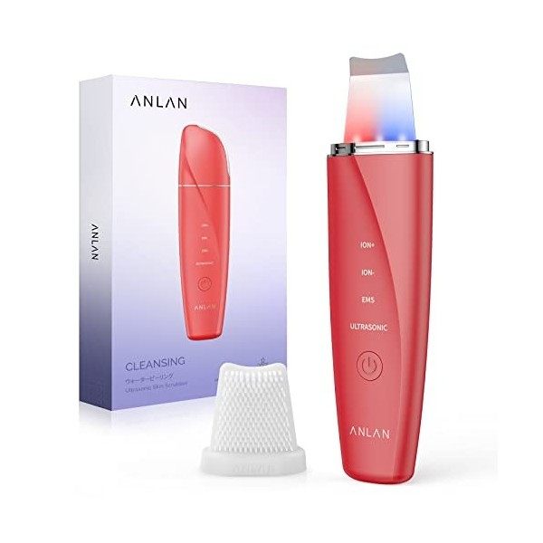 Épurateur de Peau, ANLAN Skin Scrubber avec 4 Mode, Faible bruit, Rouge/Bleue Lumière Sions de la Peau, Appareils de Beauté p