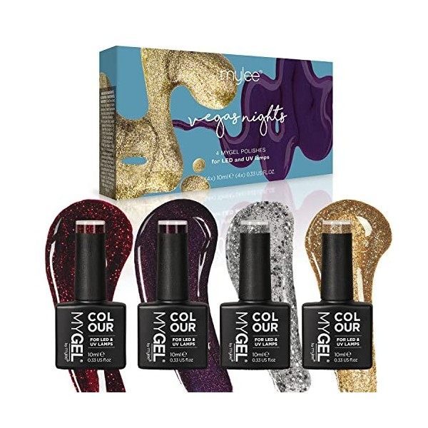 MyGel by MYLEE Christmas Shades Vernis à Ongles Gel Set 4x10ml UV/LED Nail Art Manucure Pédicure pour Usage Professionnel et 