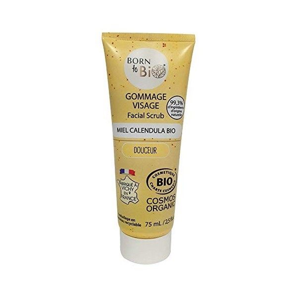 BORN TO BIO Gommage Visage Miel Calendula Bio Certifié Ecocert, 75 ml