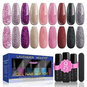 Lavande violets® Soak Off LED/UV Paillettes Vernis à ongles gel 8 ml pour vernis gel Paillettes Manucure brillant Vernis à on