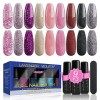 Lavande violets® Soak Off LED/UV Paillettes Vernis à ongles gel 8 ml pour vernis gel Paillettes Manucure brillant Vernis à on