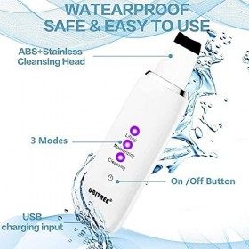 Épurateur Ultrasonique de Peau - Ubitree 3 In1 Ultrasonic Face Skin Scrubber, Visage Nettoyage Spatula Exfoliator lacné Enlè