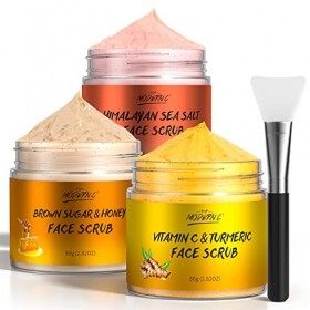 Gommage Visage, Gommage Facial Vitamine C et Curcuma, Exfoliant Visage Sel de Mer de lHimalaya et Rose, Gommage Sucre Brun e