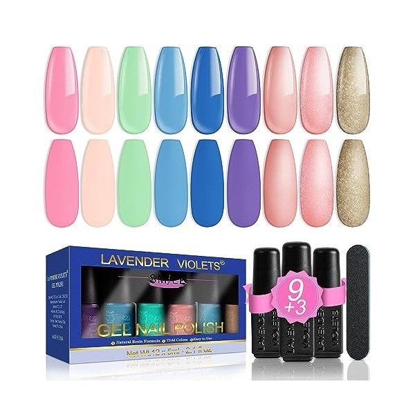 Lavender Violets Vernis Gel Semi Permanent Ongles Gel UV LED Soak Off Manucure Nail Art 21 Pcs Kit La Saint Valentin Cadeaux 