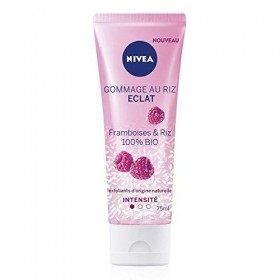 NIVEA Gommage au Riz Éclat 1 x 75 ml , Exfoliant d’origine naturelle enrichi en Graines de Riz Japonica & Framboises BIO, So ...