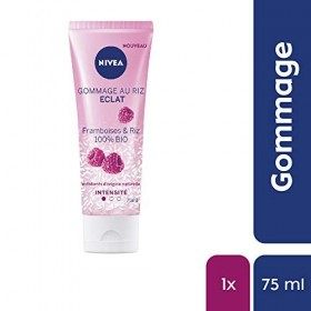 NIVEA Gommage au Riz Éclat 1 x 75 ml , Exfoliant d’origine naturelle enrichi en Graines de Riz Japonica & Framboises BIO, So ...