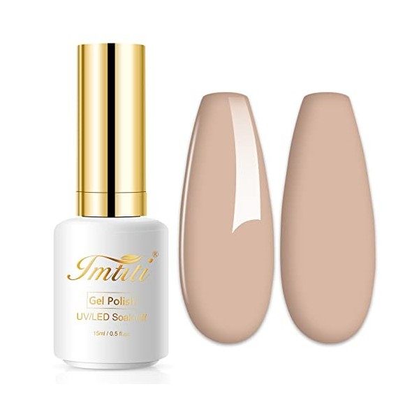 Imtiti Nude Vernis Semi-Permanents,15ml Vernis à Ongles Gel Marron Nude LED UV Vernis à Ongles Gel DIY Nail Art Kit de Démarr