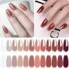 Vishine Lot 12 Vernis Semi-Permanent, Jelly Crystal Translucide 12 Couleurs Naturelle Doux Rose, Dordeaux Rouge, Nude, Beige,