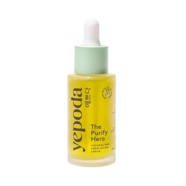 Yepoda - THE PURIFY HERO - sérum naturel BHA avec acide hyaluronique, sérum exfoliant, exfoliant contre les pores obstrués av...