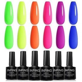 INPING Vernis Semi Permanent Nudee - 6 Couleurs Série Light Naturel Nude UV Vernis à Ongles, Nature Lumière Brun Nu Naked Gri