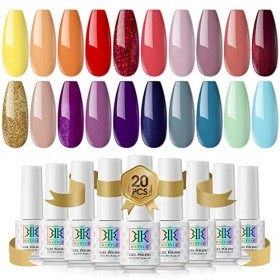 RSTYLE Vernis Semi Permanent, 20 Couleurs 6ml Pastel Nude Vernis à Ongles Kit UV LED Gel Nail Polish Nail Art Cadeau Femme R