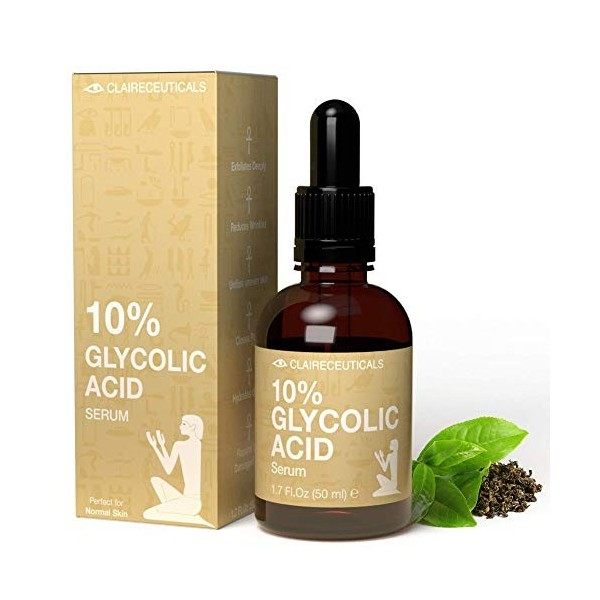 Claireceuticals Sérum à lAcide Glycolique 10% - Peeling Exfoliant - sans Sulfate sans Paraben - Sérum Exfoliant Visage à lA G...