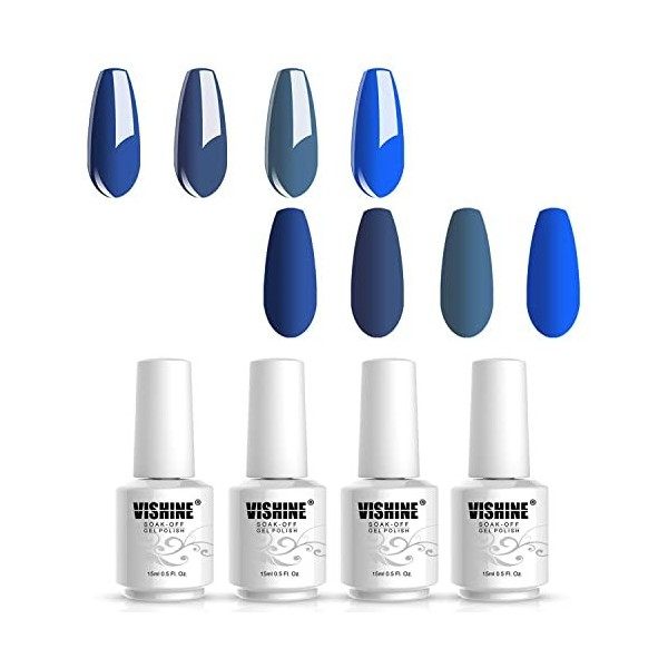 Vishine Nouvelle Collection Lot 4 Couleur Marron 15ml Vernis à ongles Gel Semi permanent Nail Gel Manucure Vernis à Ongles Lo