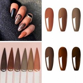 GZMAYUEN Vernis Semi Permanent Brun Vernis UV Gel Brun Gel Polish 6 Couleur Brun UV Vernis a Ongle Gel French Gel Semi Perman