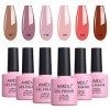 AIMEILI Vernis Semi Permanent Set 6pcs X 10ml Rose Pastel Brun Nude Naturel, Lot Vernis à Ongles Gel Soak Off UV LED Manucure