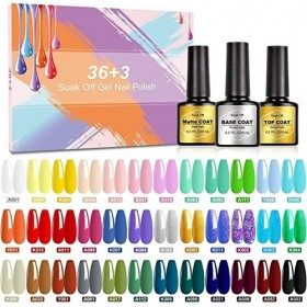 Vernis Semi Permanent - NAILMASHA 39 Pièces Vernis à Ongles Gel avec Base et Top Coat, Top Mat, Populaire Pastel Noir Blanc N