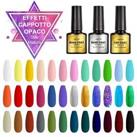 Vernis Semi Permanent - NAILMASHA 39 Pièces Vernis à Ongles Gel avec Base et Top Coat, Top Mat, Populaire Pastel Noir Blanc N