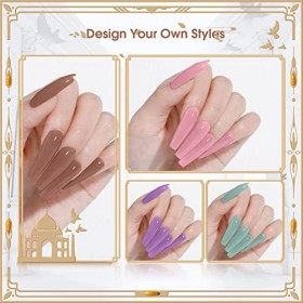 ROSALIND Lot de 10 vernis à ongles gel blanc et rose pastel - Collection de vernis à ongles gel dété pastel violet clair mar