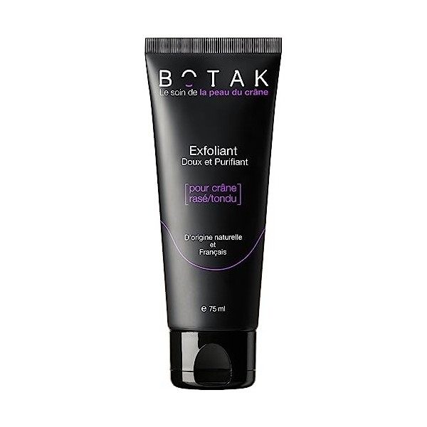 Exfoliant Doux et Purifiant BOTAK pour Crâne Rasé/Tondu | 99% d’origine naturelle, Végan, Français | Absorbe l’excès de sébum