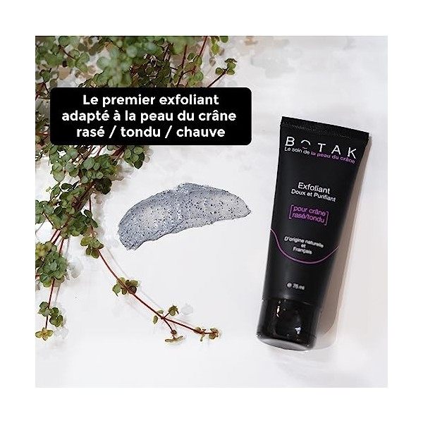 Exfoliant Doux et Purifiant BOTAK pour Crâne Rasé/Tondu | 99% d’origine naturelle, Végan, Français | Absorbe l’excès de sébum...
