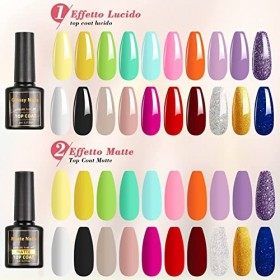 Vernis Semi Permanent - NAILMASHA 23 Pcs 8ml Vernis à Ongles Semi Permanent LED Vernis à Ongles Gel avec Base et Top Coat, Ma
