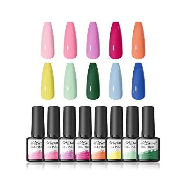 Vernis Gel Semi Permanent Orange Jaune Rouge Rose Vert，Vernis à ongles Semi Permanent Couleur Naturelle Nude Nu French Manucu