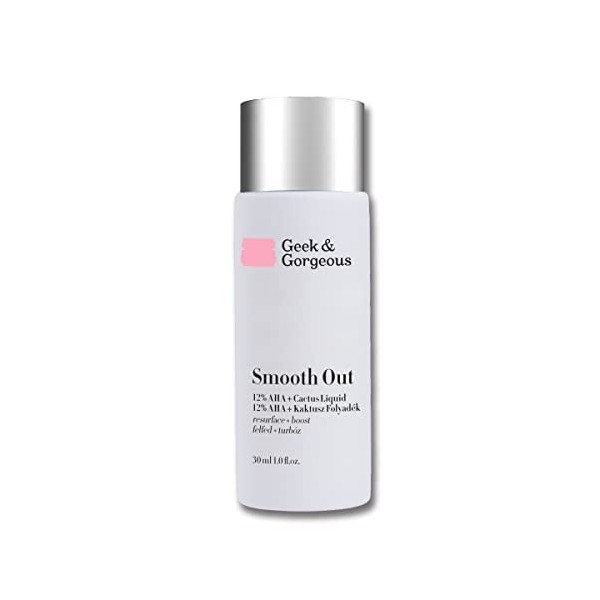 Geek & Gorgeous Smooth Out 12% AHA + Cactus liquide – Exfoliant liquide, donne une peau plus saine et plus jeune – tous les t...