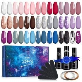Skymore Vernis Semi Permanent,23 Vernis Manucure Nail Vernis à Ongles Vernis Gel UV Nail Polish,Sèche sous Lampe UV/LED, Base