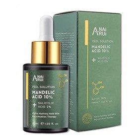 ANAiRUi Sérum à 2 % dAcide Salicylique et à 10 % dAcide Mandélique pour les Peelings Exfoliants pour le Visage, pour les Bo