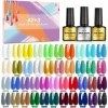 SHOWNAIL 45 Pcs Vernis Semi Permanent, Vernis à Ongles Gel 42 Couleurs Lot Vernis Gel Semi Permanent UV LED Avec 3 Base et To