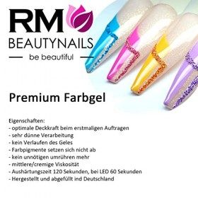 RM Beautynails Gel à ongles durcissable sous lampe UV, couleur métallique, nombreuses couleurs au choix, 5 ml, pas de sédimen
