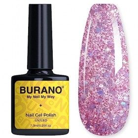 BURANO Vernis Gel Semi Permanent vernis à ongles, Glitter vernis à ongles entretoises besoin de durcissement, sans puce gel p