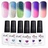 Vishine Vernis Gel Semi Permanent Caméléon Change de Couleur Vernis à Ongles UV LED Caméléon 6 Couleurs Kit de Manucure Semi 