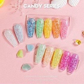 Beautilux Vernis Semi Permanent, 6 Couleurs 10ml Pailleté Vernis Gel Snowflake, Vert Jaune Orange Rose Rose Foncé Violet Vern