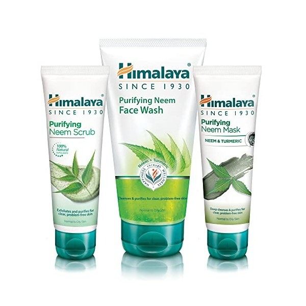 Himalaya Neem Face Wash Gel, Scrub and Mask - Solution naturelle sans savon pour hommes et femmes - Aide à minimiser, contrôl...