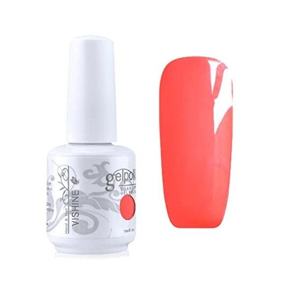 Vishine Vernis à ongles Semi-permanent Nail Polish UV LED Soak Off Gels Manucure Abricot rosâtre 1618 