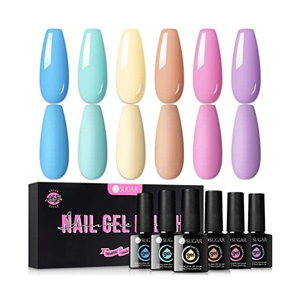 UR SUGAR 7,5ML Vernis Semi Permanent Nude Pourpre, Semi Permanent Kit Pale Rouge Vernis Gel U V Vernis à Ongles Gels Soak Off