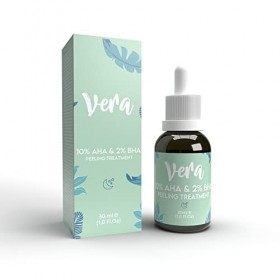 VERA 10% AHA + 2% BHA Sérum Peeling Visage - 30ml - Exfoliant Visage à Base Aqueuse - Aide à Atténuer les Rides, Ridules, Hyp...