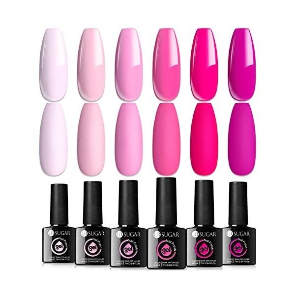 UR SUGAR 7,5ML Vernis Semi Permanent Nude Pourpre, Semi Permanent Kit Pale Rouge Vernis Gel U V Vernis à Ongles Gels Soak Off