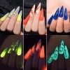 MTSSII Vernis à ongles gel lumineux, 6 couleurs vernis à ongles gel lumineux au néon, fluorescent brillant rose chaud néon ja