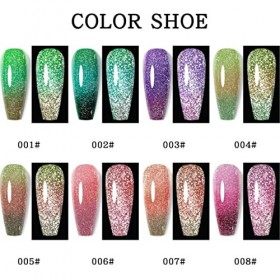 Vernis Semi Permanent, MKNZOME 8 Couleurs Température Changement Kit Manucure Semi Permanent, Soak Off Vernis Gel, Brillant V