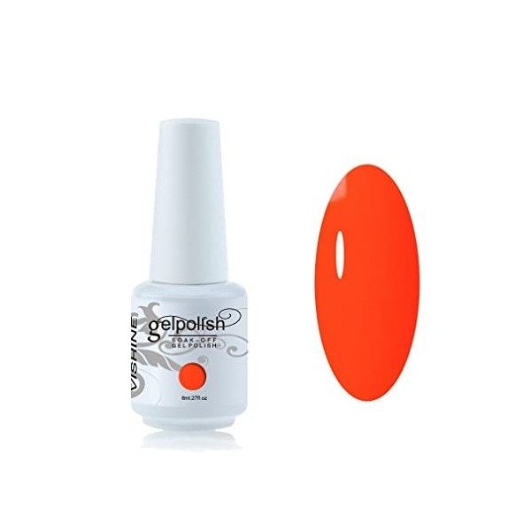 Vishine 8ml Vernis à Ongles Gel Semi Permanent UV LED aux 298 Couleurs Divers pour Nail Art Manucures Orange Rouge 043
