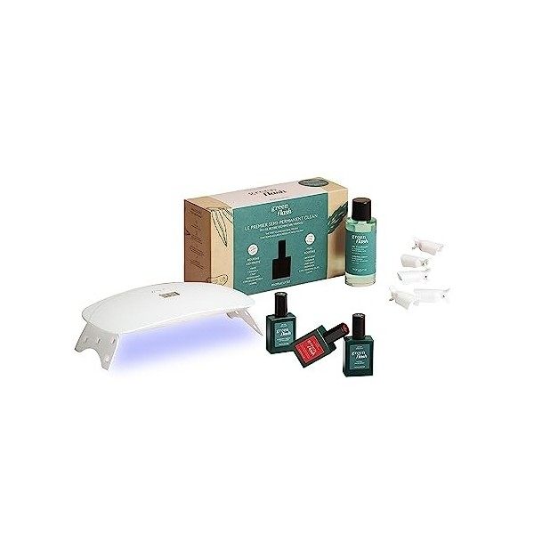 Manucurist Kit Vernis Semi Permanent Essentiels Green Flash - Lampe Ongles Led 24W + Base Coat + Top Coat + Vernis Rouge 12-f